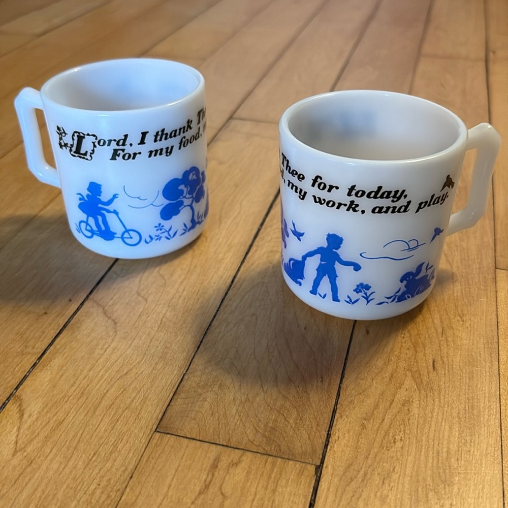Vintage Blue and White Children's Prayer Mugs